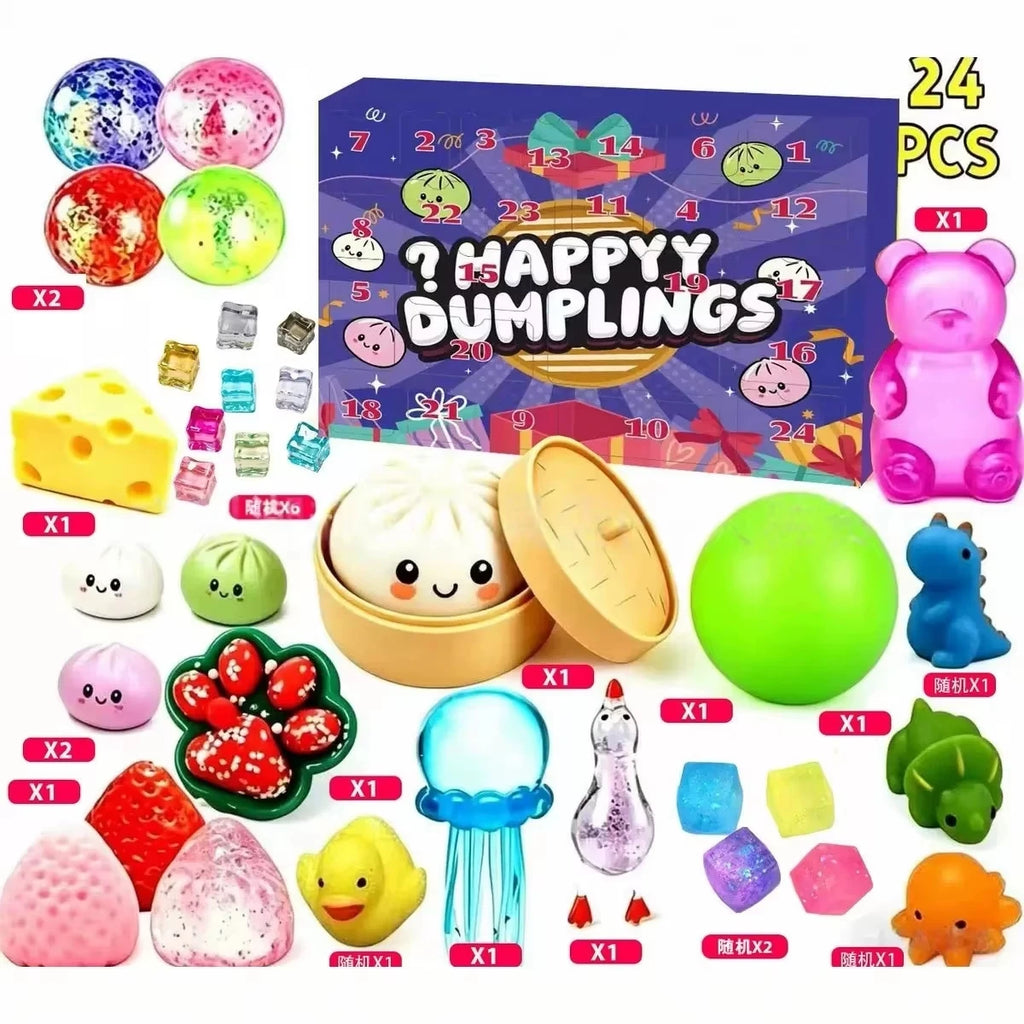 Dumpling Squishy Advent Calendar 2026 Mystery 24 Calendar Random Squishy Squeeze Fidget Stress Relief XMAS Christmas PartyGift