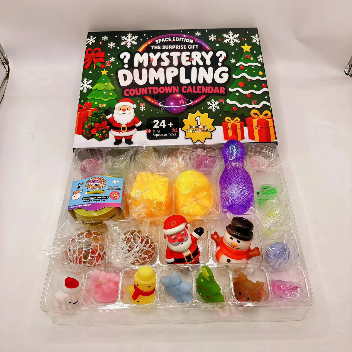 Christmas Squishy Advent Calendar 2026 24 Days Countdown Dumpling Squishy Stress Relief Fidget Home Decoration Surprise Gift Box