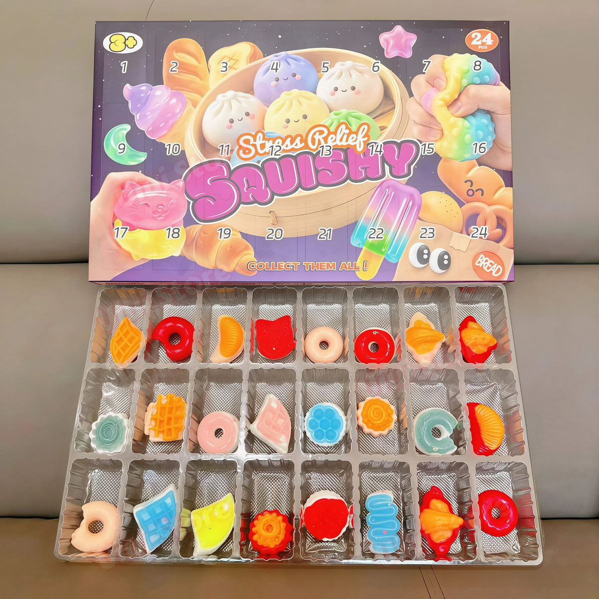 Christmas Squishy Advent Calendar 2026 24 Days Countdown Dumpling Squishy Stress Relief Fidget Home Decoration Surprise Gift Box