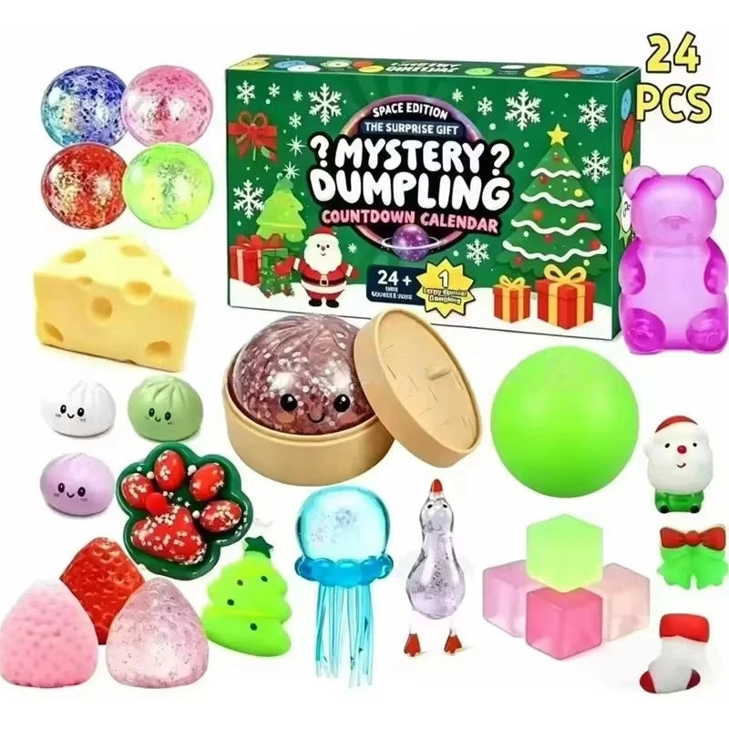 Dumpling Squishy Advent Calendar 2026 Mystery 24 Calendar Random Squishy Squeeze Fidget Stress Relief XMAS Christmas PartyGift