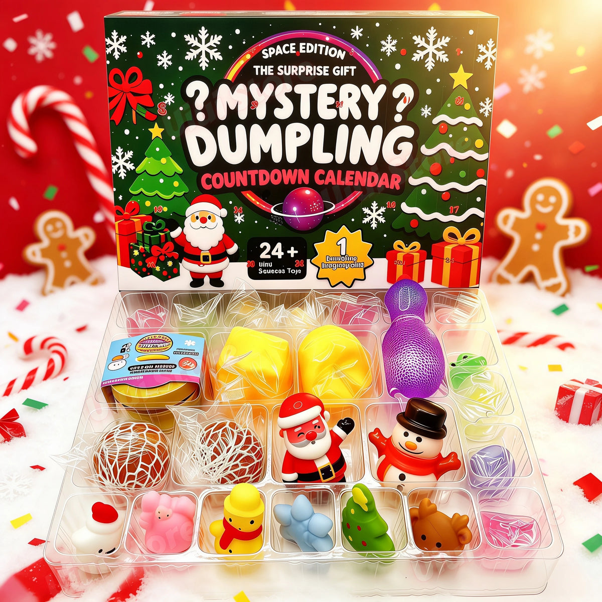 Christmas Squishy Advent Calendar 2026 24 Days Countdown Dumpling Squishy Stress Relief Fidget Home Decoration Surprise Gift Box