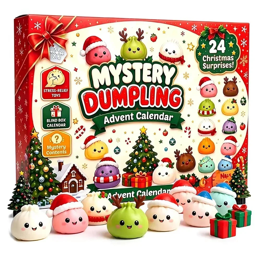 Squishy 2026 New Christmas Advent Calendar, 24 Days Countdown Surprise Box, Squeeze Sensory Gift Dumpling Slow Rebound Squishies