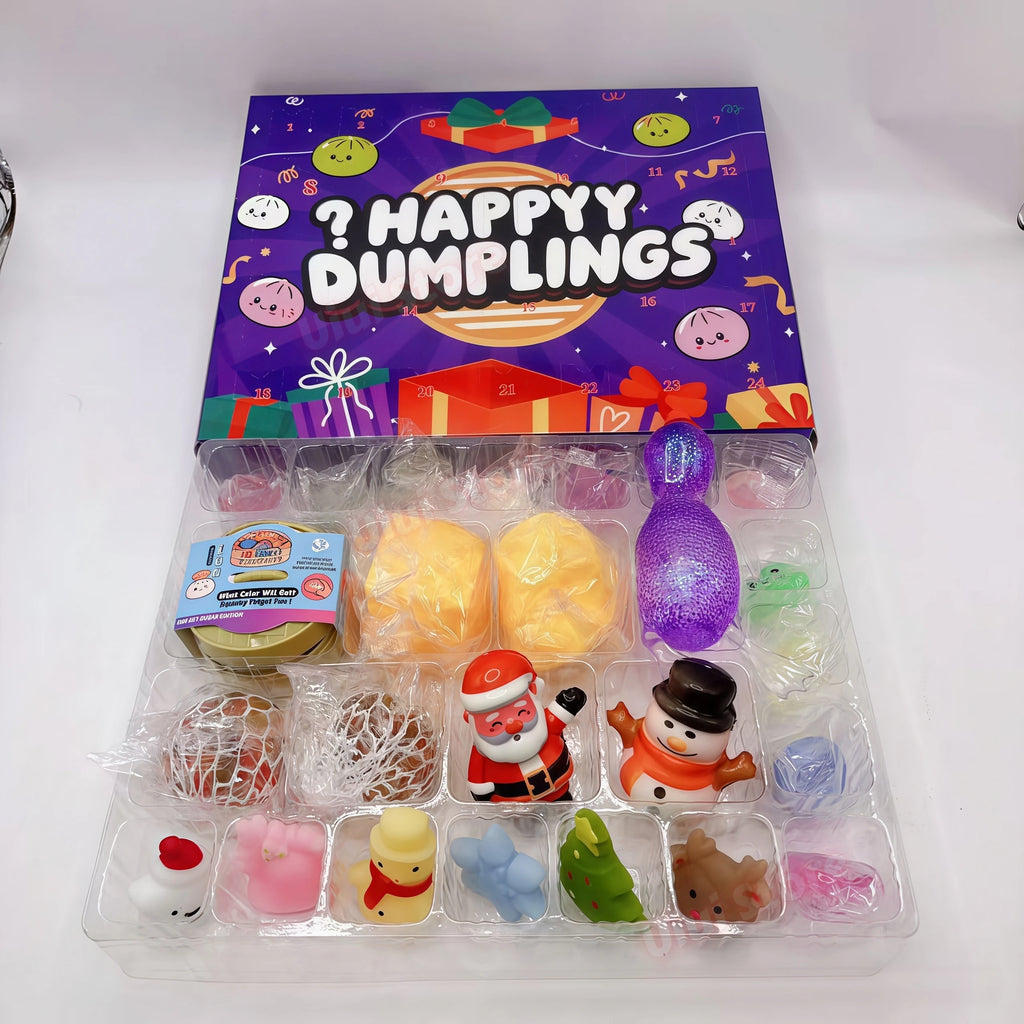 Christmas Squishy Advent Calendar 2026 24 Days Countdown Dumpling Squishy Stress Relief Fidget Home Decoration Surprise Gift Box