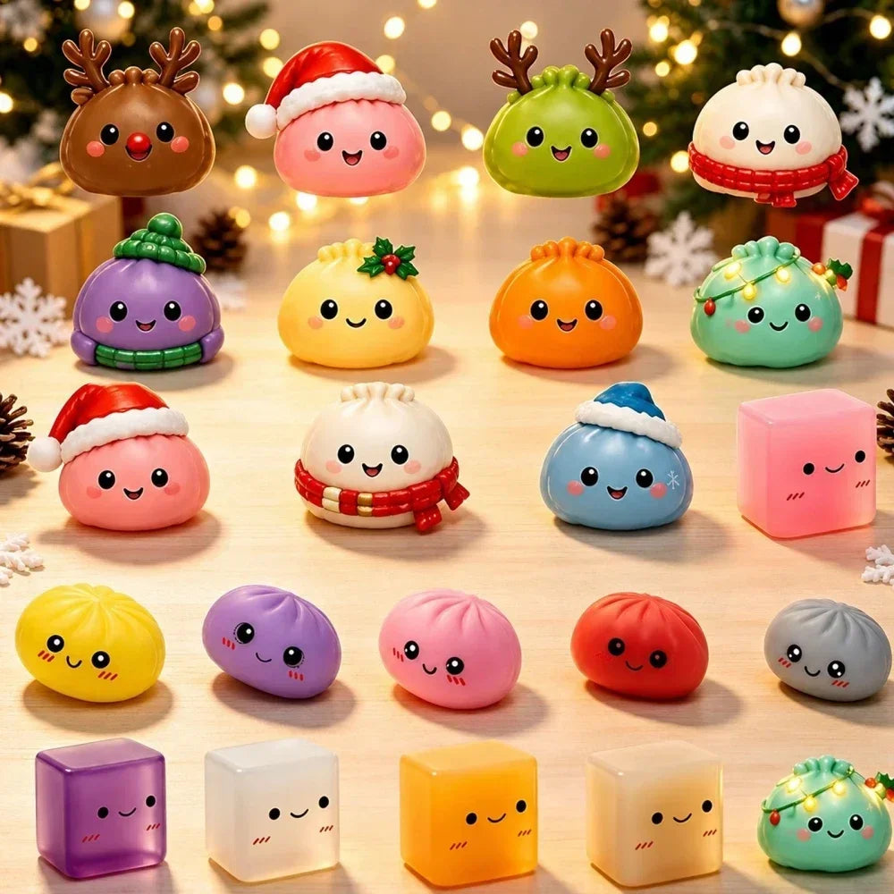 Squishy 2026 New Christmas Advent Calendar, 24 Days Countdown Surprise Box, Squeeze Sensory Gift Dumpling Slow Rebound Squishies