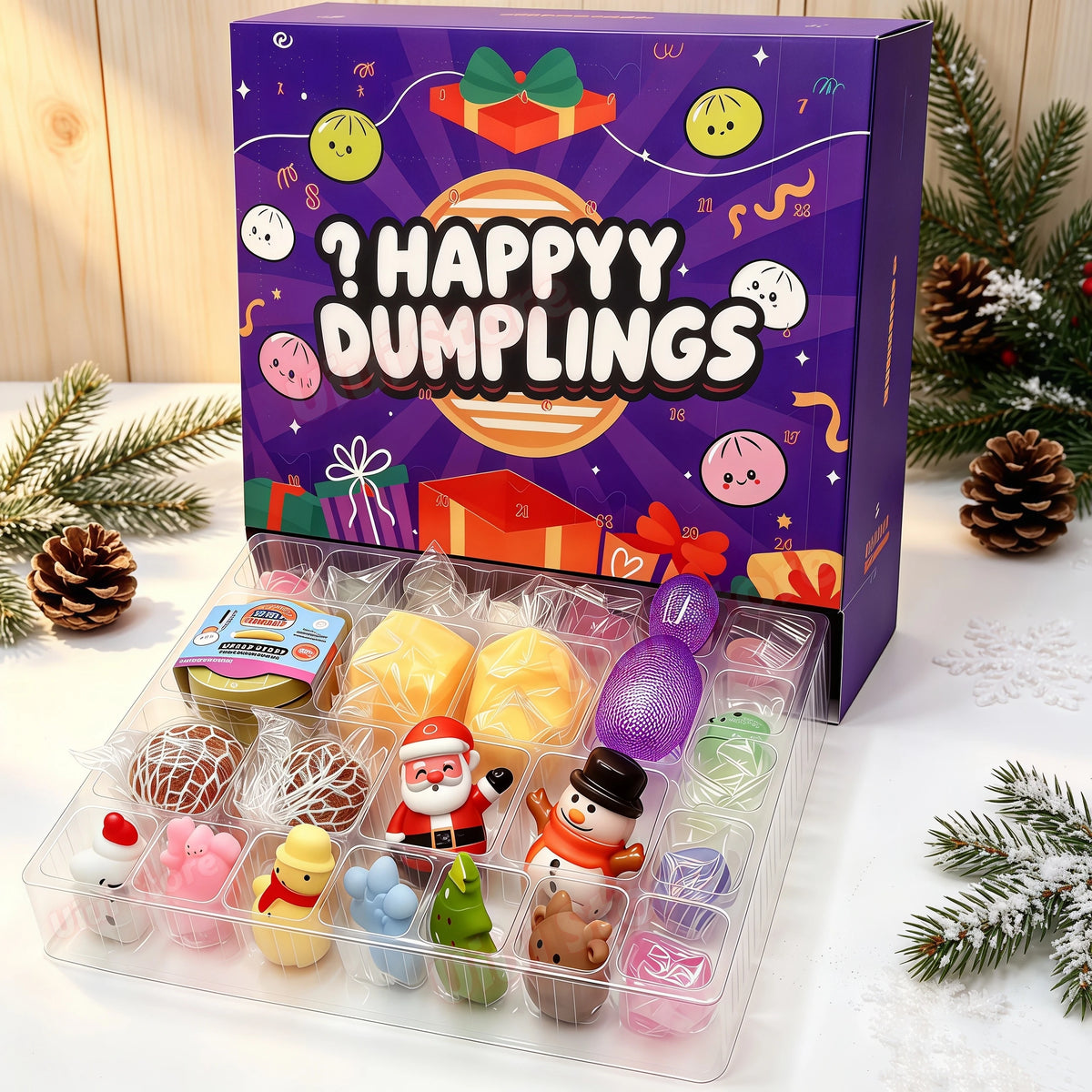 Christmas Squishy Advent Calendar 2026 24 Days Countdown Dumpling Squishy Stress Relief Fidget Home Decoration Surprise Gift Box