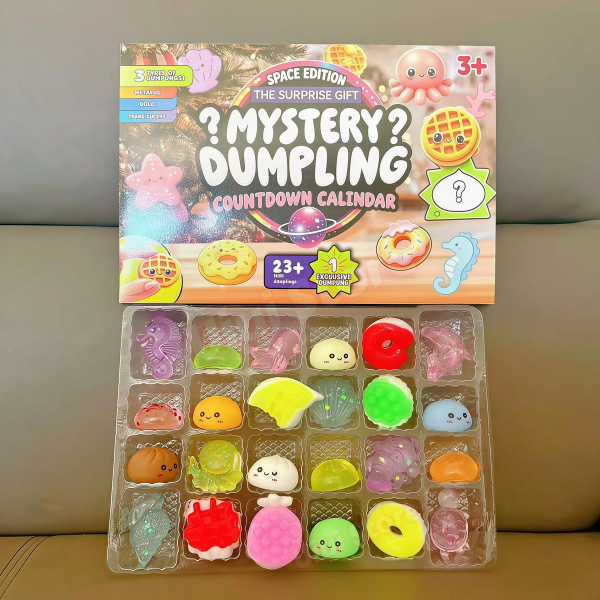 Christmas Squishy Advent Calendar 2026 24 Days Countdown Dumpling Squishy Stress Relief Fidget Home Decoration Surprise Gift Box